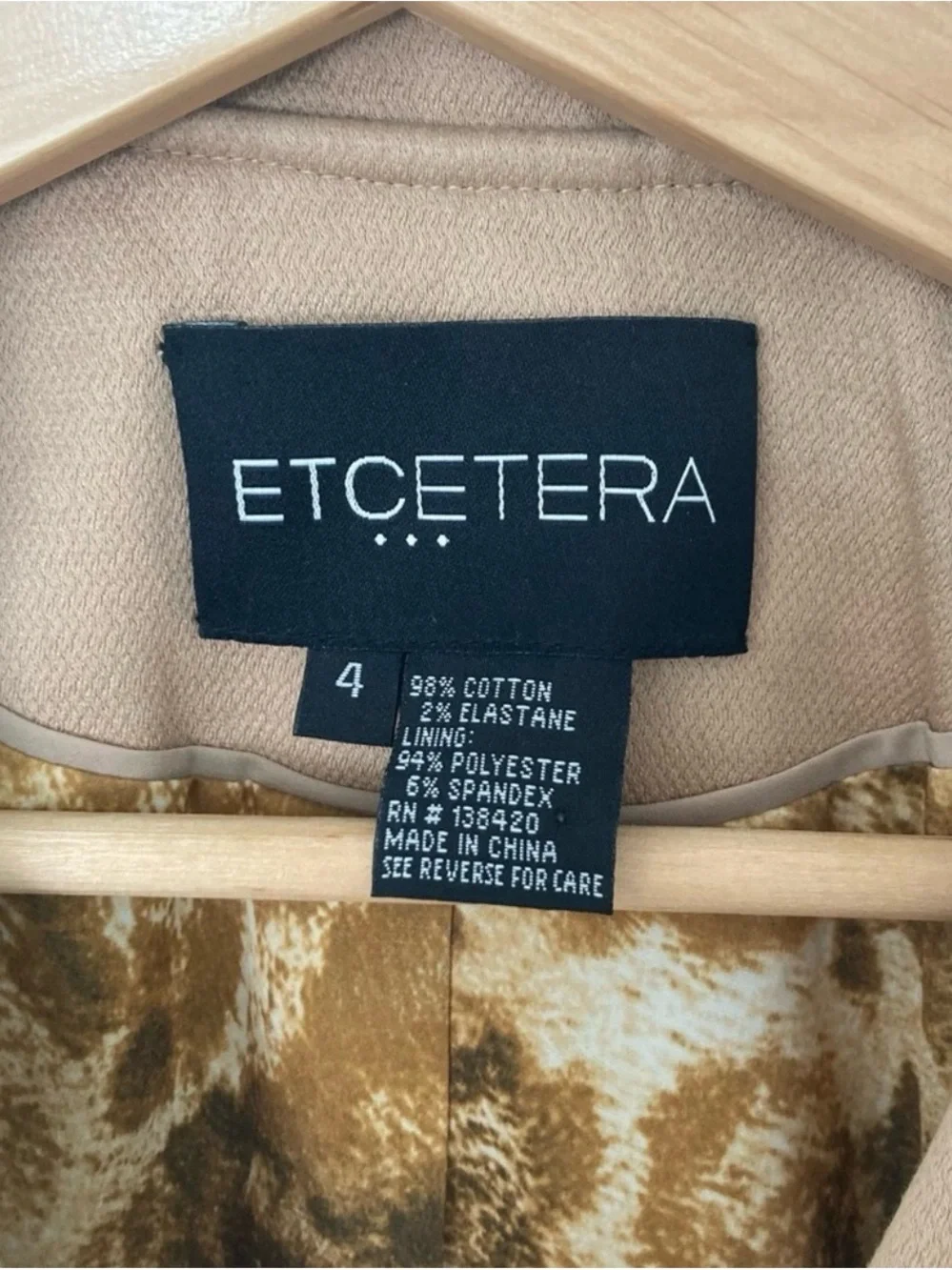 Etcetera Camel Tan Tailored Blazer with Gold Buttons